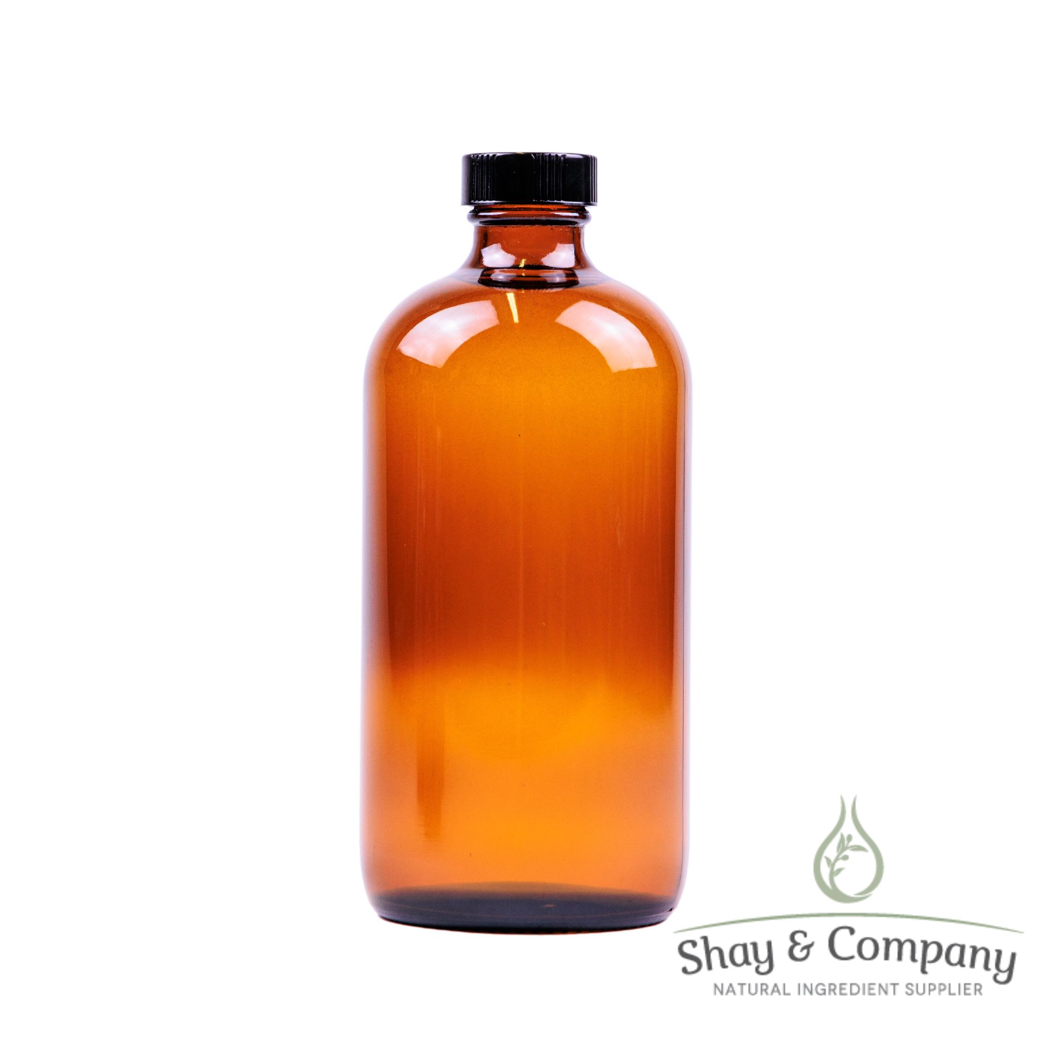 16OZ AMBER GLASS BOTTLE WITH BLACK PHENOLIC CAP 28/400