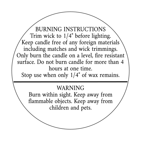 CANDLE WARNING LABEL (SMALL 1.25" X 1.25")