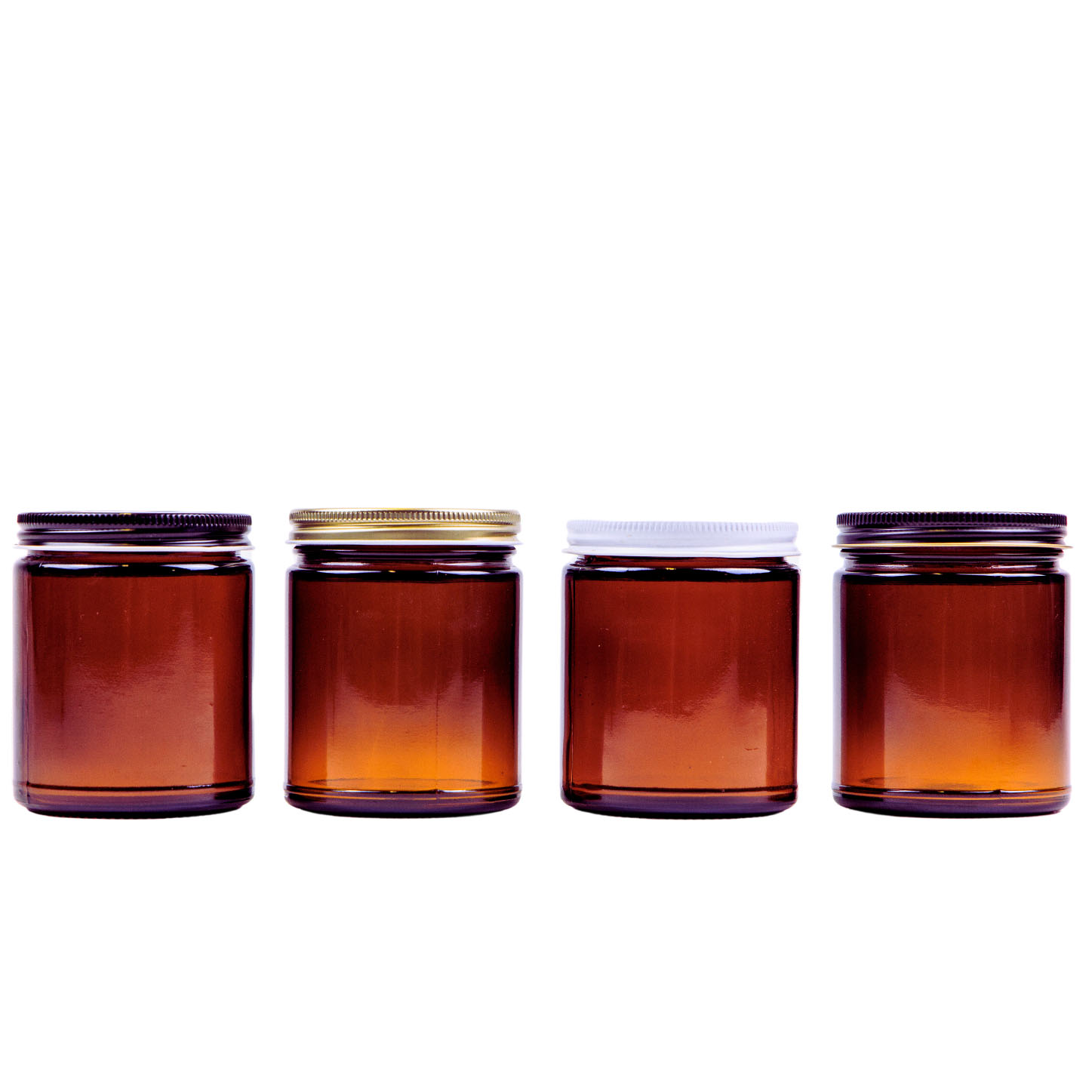 9oz Amber Glass Jars 70/400 (lid options listed)
