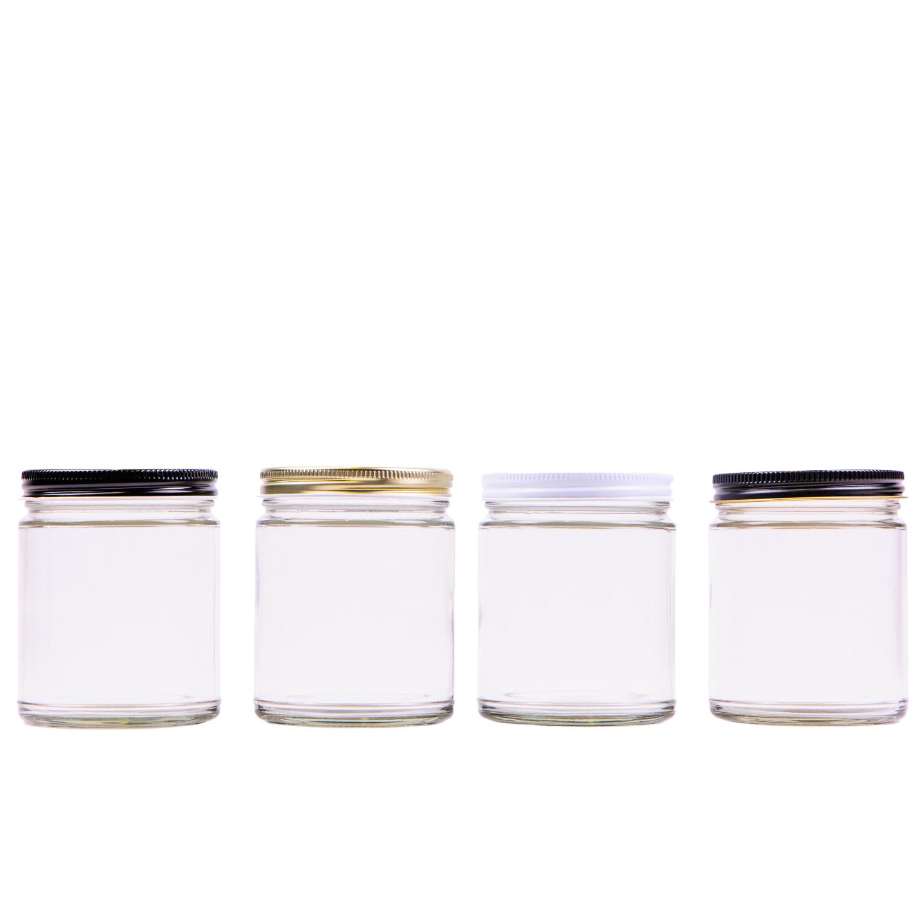 9oz Clear Glass Jar 70/400 (lid options listed)