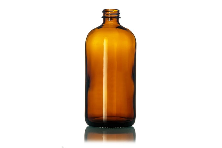 16OZ AMBER GLASS BOTTLES 28/400 (LIDS SOLD SEPARATELY)