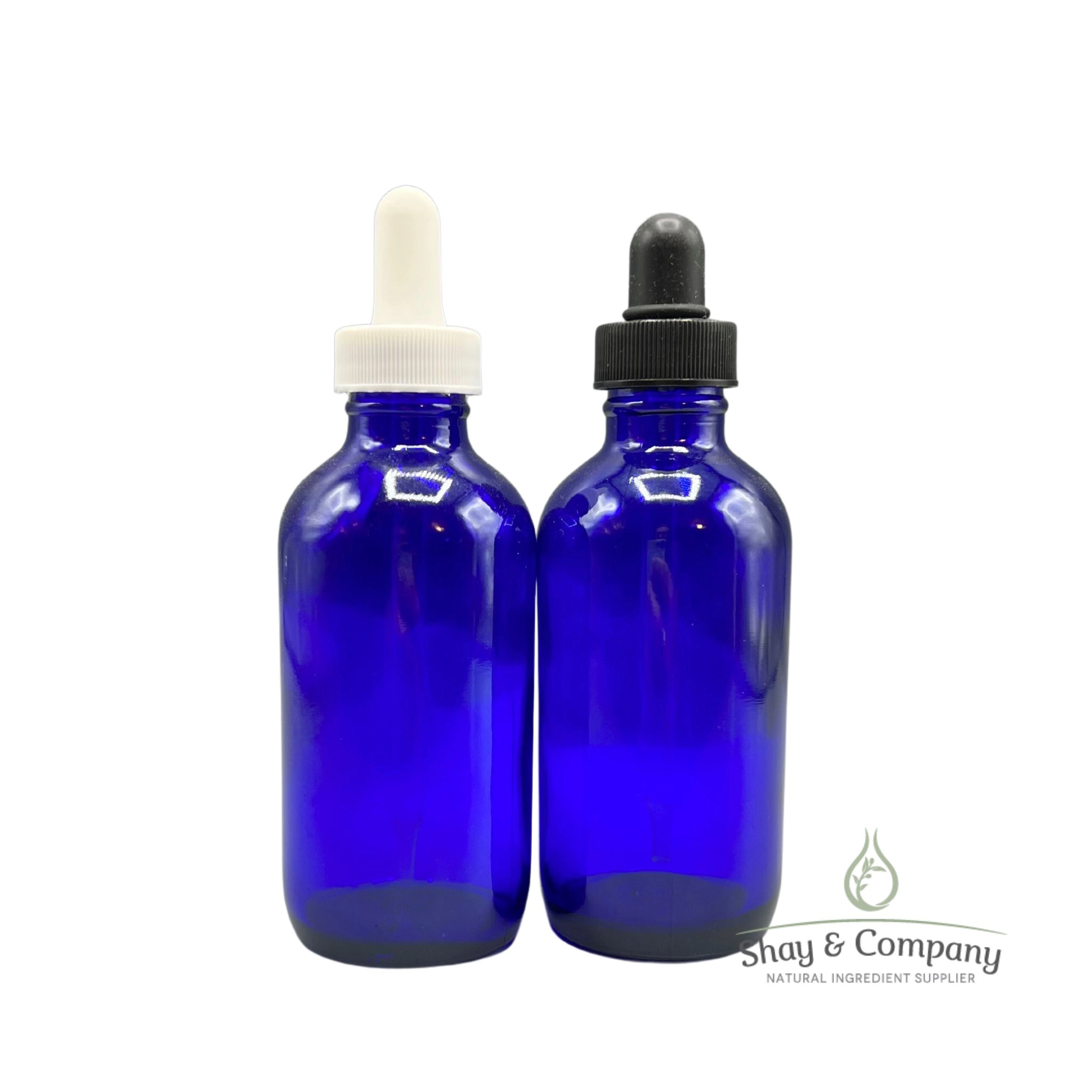 4oz Blue Glass Boston Round Bottles