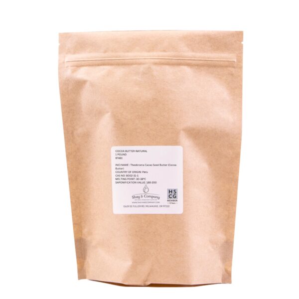 1 pound natural cocoa butter wafers in biodegradable bag