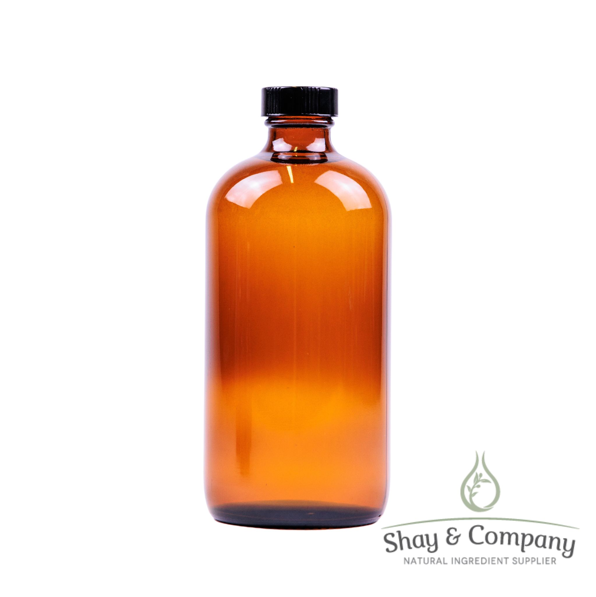 16-Oz. Amber Glass Bottles with Phenolic Black Caps